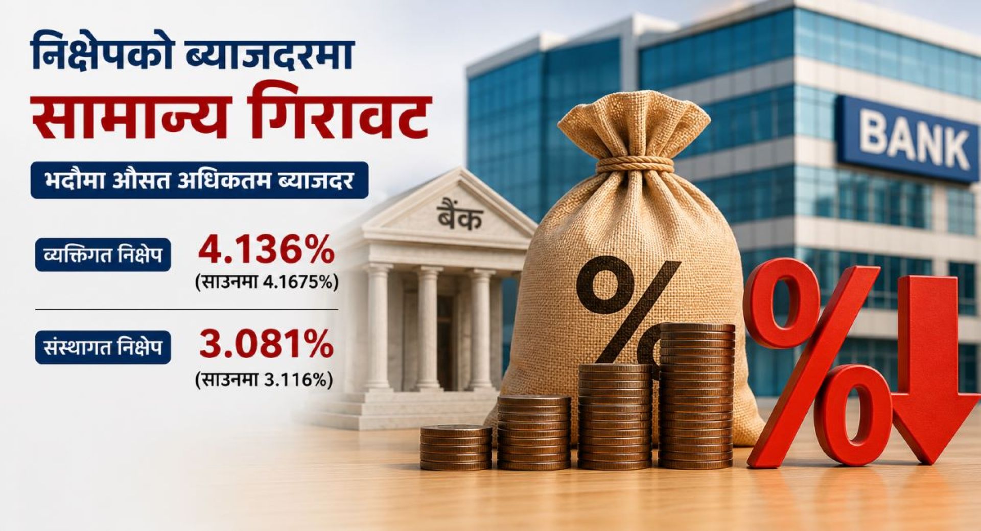 तरलता व्यवस्थापनको दबाबमा बैंकहरू, भदौमा पनि निक्षेपको ब्याजदर घट्यो